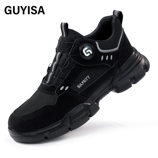 GUYISA  Black sports series anti - impact anti - puncture labor protection shoes