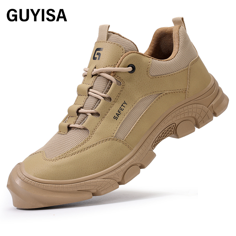 GUYISA   Workwear series khaki anti - impact anti - puncture European standard steel toe cap labor protection shoes