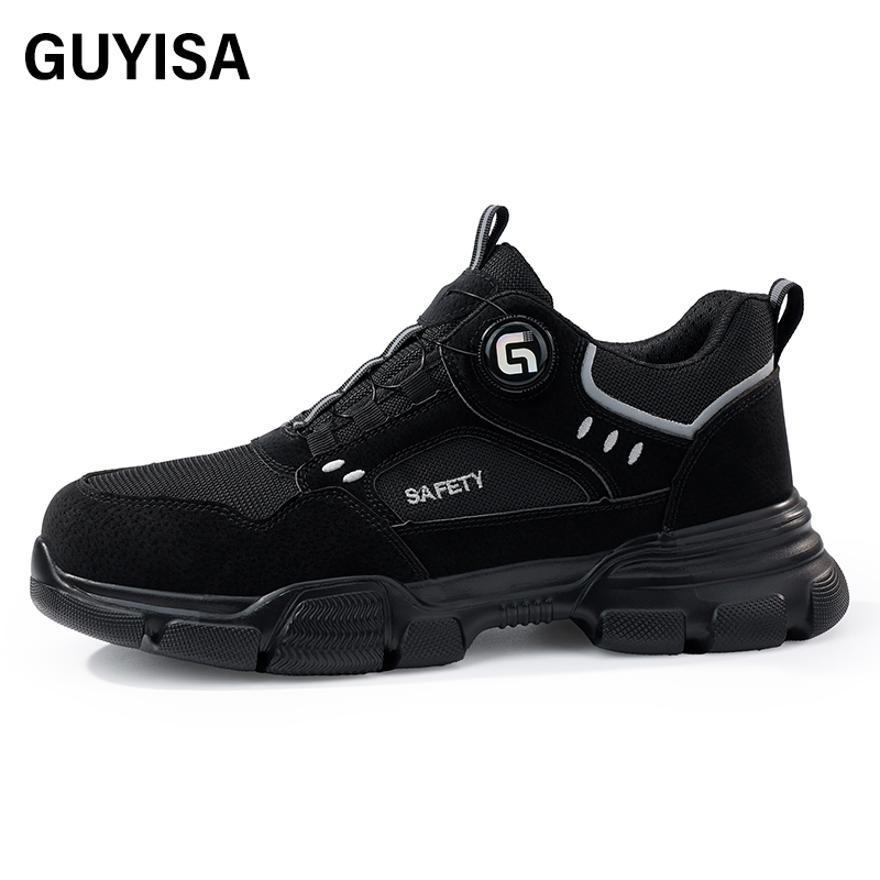 GUYISA  Black sports series anti - impact anti - puncture labor protection shoes