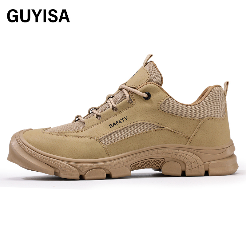 GUYISA   Workwear series khaki anti - impact anti - puncture European standard steel toe cap labor protection shoes