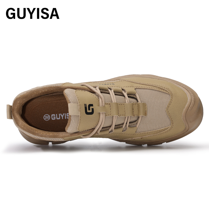 GUYISA   Workwear series khaki anti - impact anti - puncture European standard steel toe cap labor protection shoes
