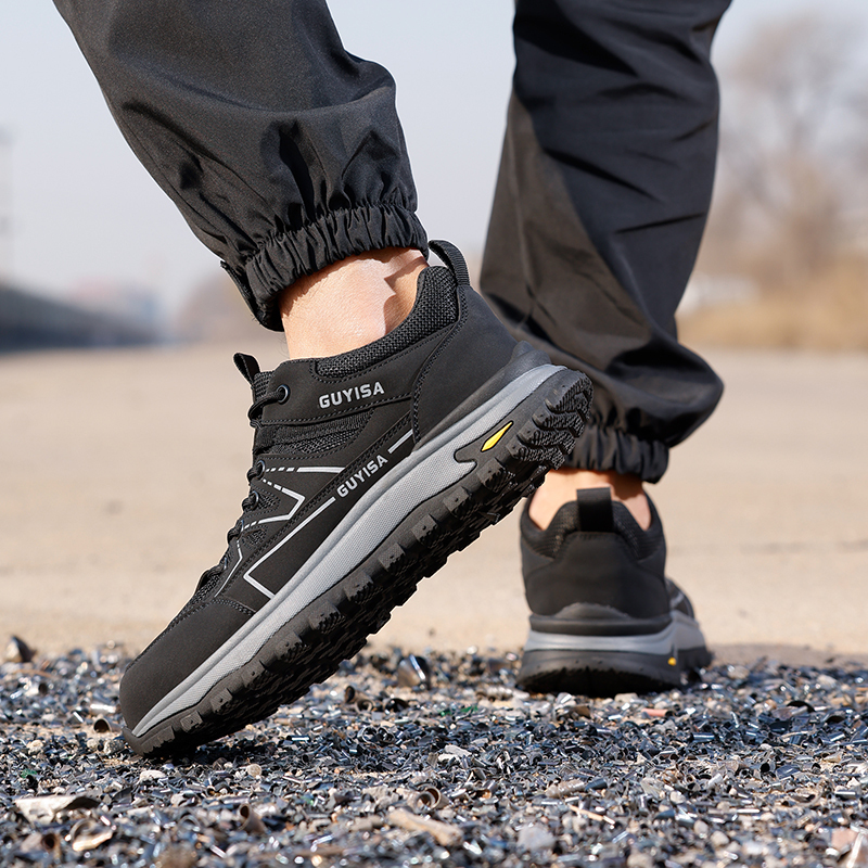 GUYISA   Black hiking series anti - impact anti - puncture rubber sole labor protection shoes