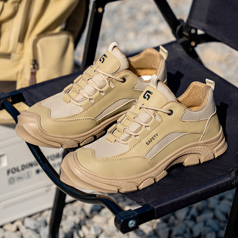 GUYISA   Workwear series khaki anti - impact anti - puncture European standard steel toe cap labor protection shoes