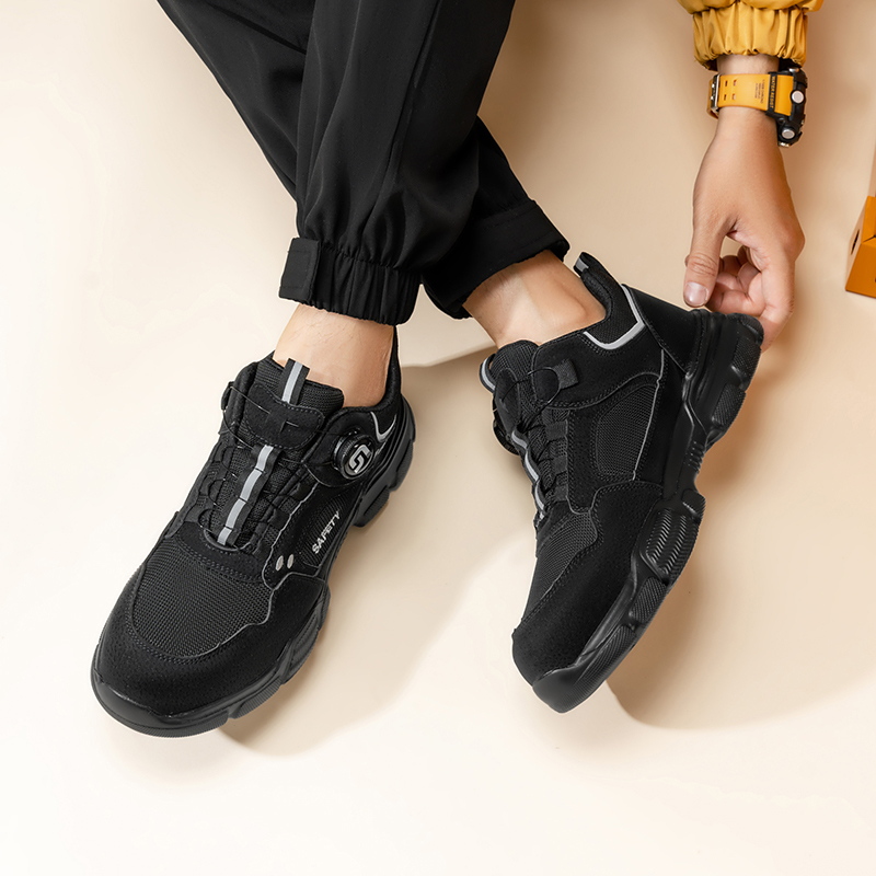 GUYISA  Black sports series anti - impact anti - puncture labor protection shoes