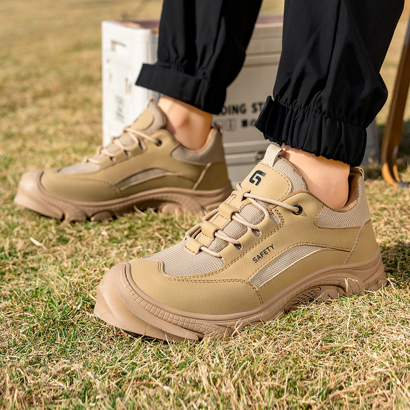 GUYISA   Workwear series khaki anti - impact anti - puncture European standard steel toe cap labor protection shoes