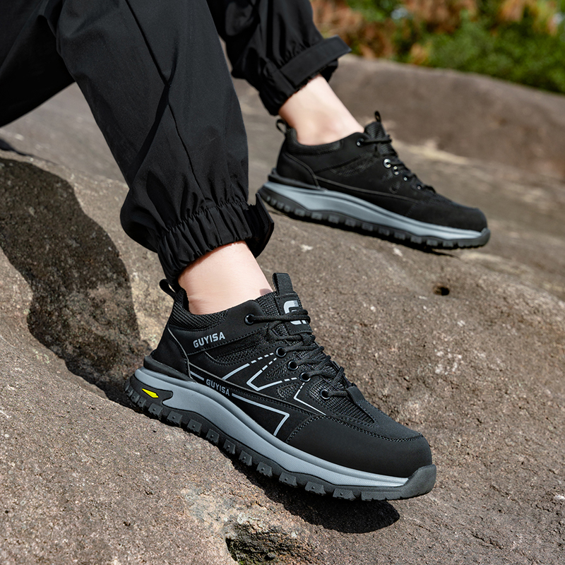 GUYISA   Black hiking series anti - impact anti - puncture rubber sole labor protection shoes