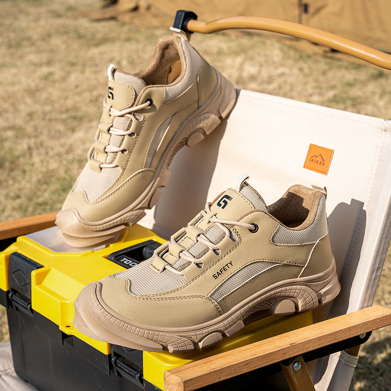 GUYISA   Workwear series khaki anti - impact anti - puncture European standard steel toe cap labor protection shoes
