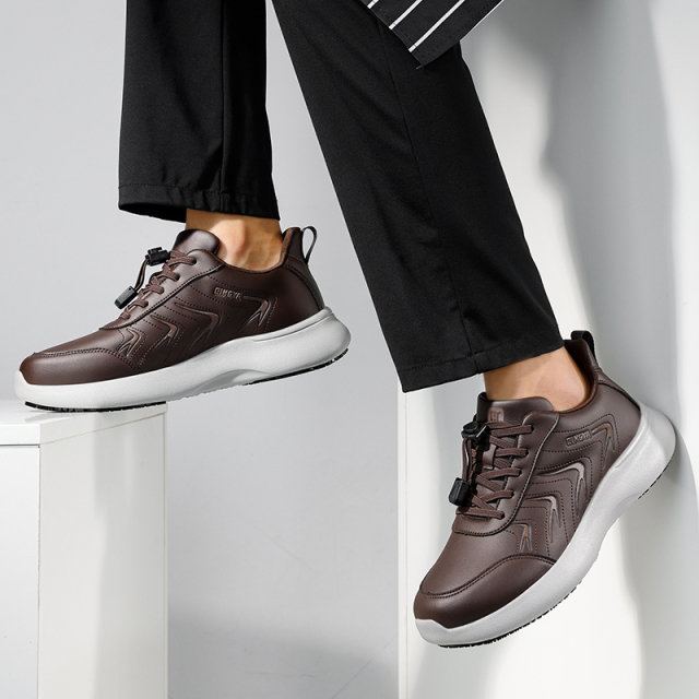 GUYISA  Microfiber new brown casual series anti-slip SRC chef shoes