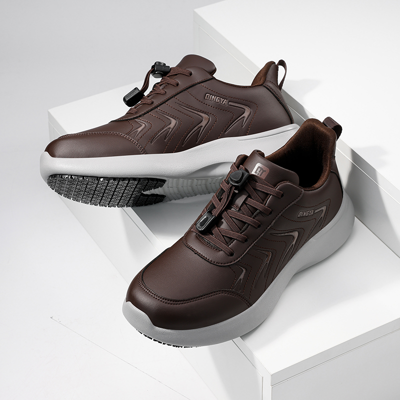 GUYISA  Microfiber new brown casual series anti-slip SRC chef shoes