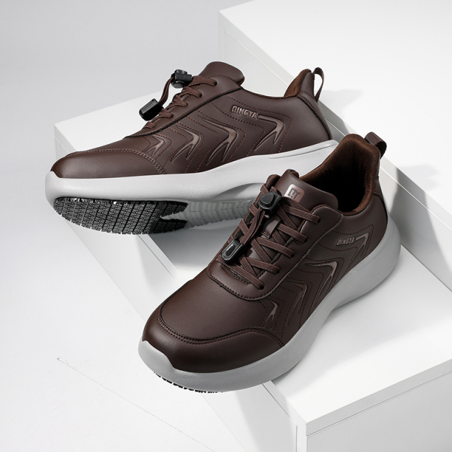 GUYISA  Microfiber new brown casual series anti-slip SRC chef shoes