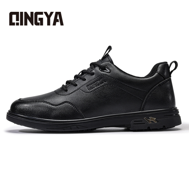 GUYISA  New black casual series super fiber rubber sole anti - slip SRC all - season chef shoes