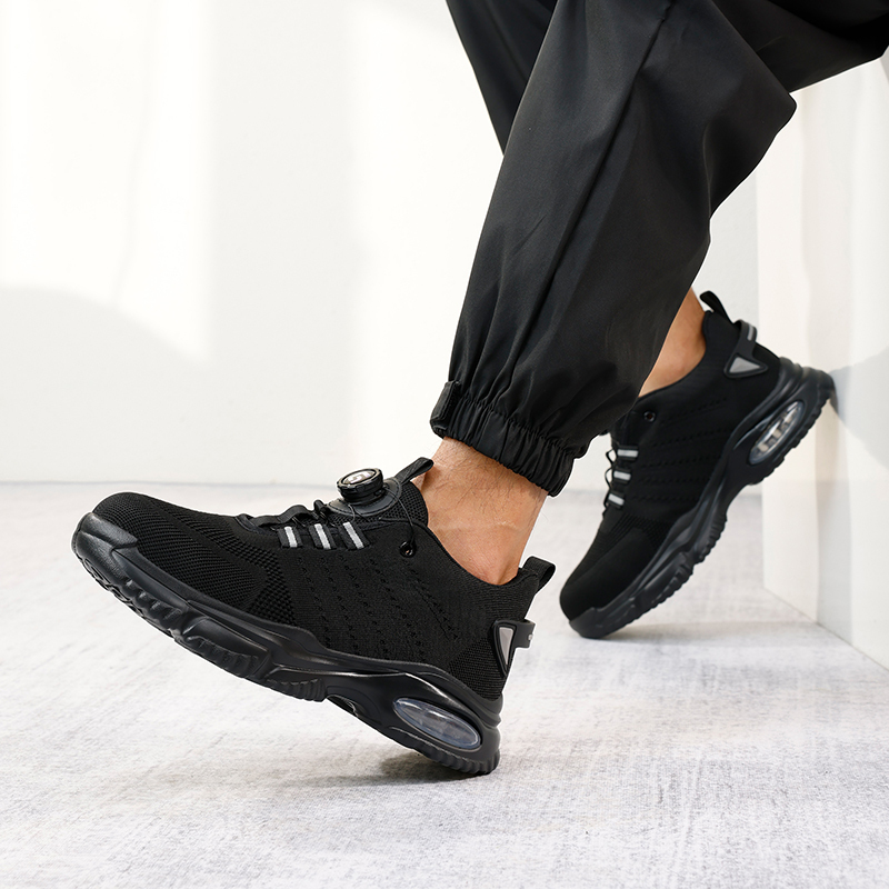 GUYISA   New black sports series rubber - plastic sole anti - smashing anti - piercing safety shoes