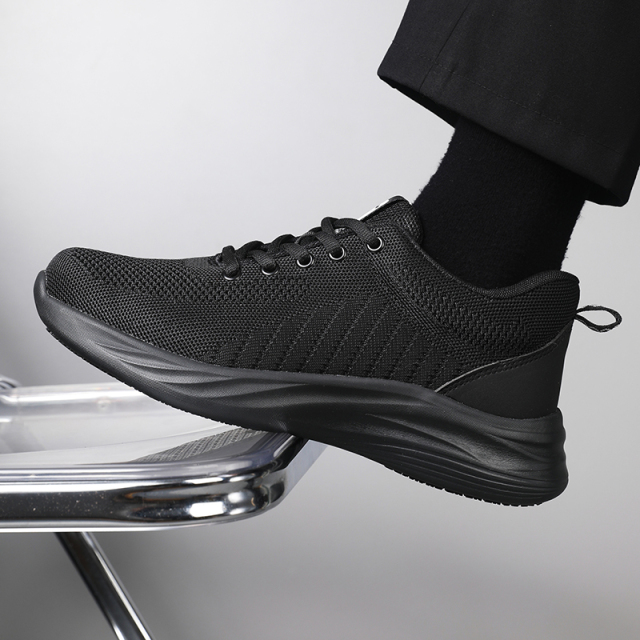 GUYISA  Black casual series new super fiber rubber sole anti - slip SRC all - season chef shoes