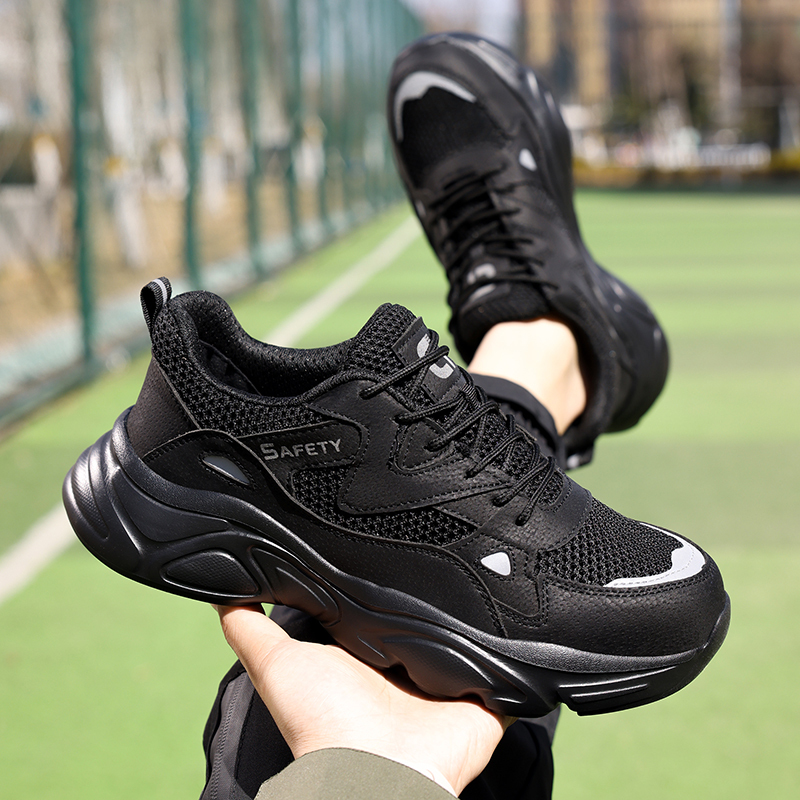 GUYISA  New black casual series European standard steel toe cap Kevlar sole rubber - plastic sole anti - smashing anti - piercing safety shoes