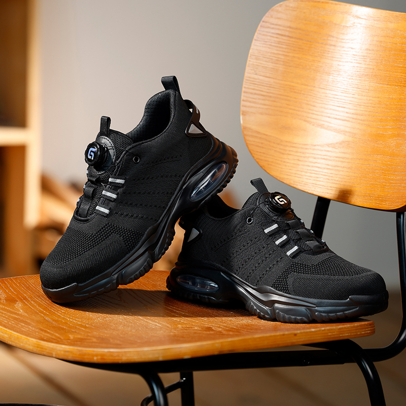 GUYISA   New black sports series rubber - plastic sole anti - smashing anti - piercing safety shoes