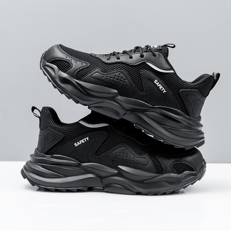 GUYISA   Sports series new black anti - smashing anti - piercing rubber - plastic sole safety shoes