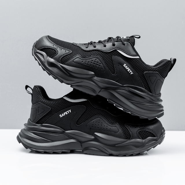 GUYISA   Sports series new black anti - smashing anti - piercing rubber - plastic sole safety shoes