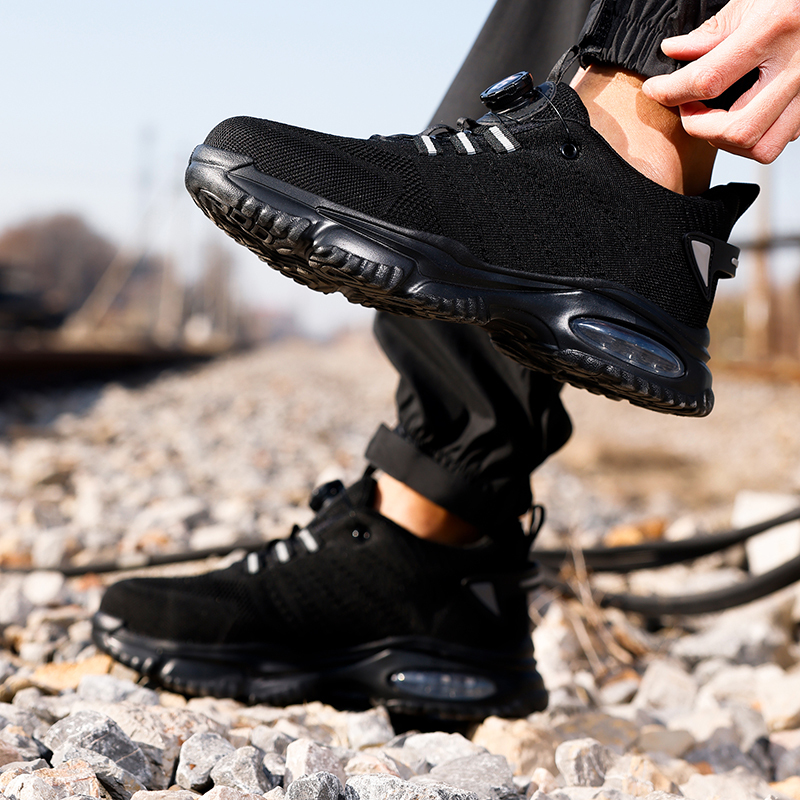 GUYISA   New black sports series rubber - plastic sole anti - smashing anti - piercing safety shoes