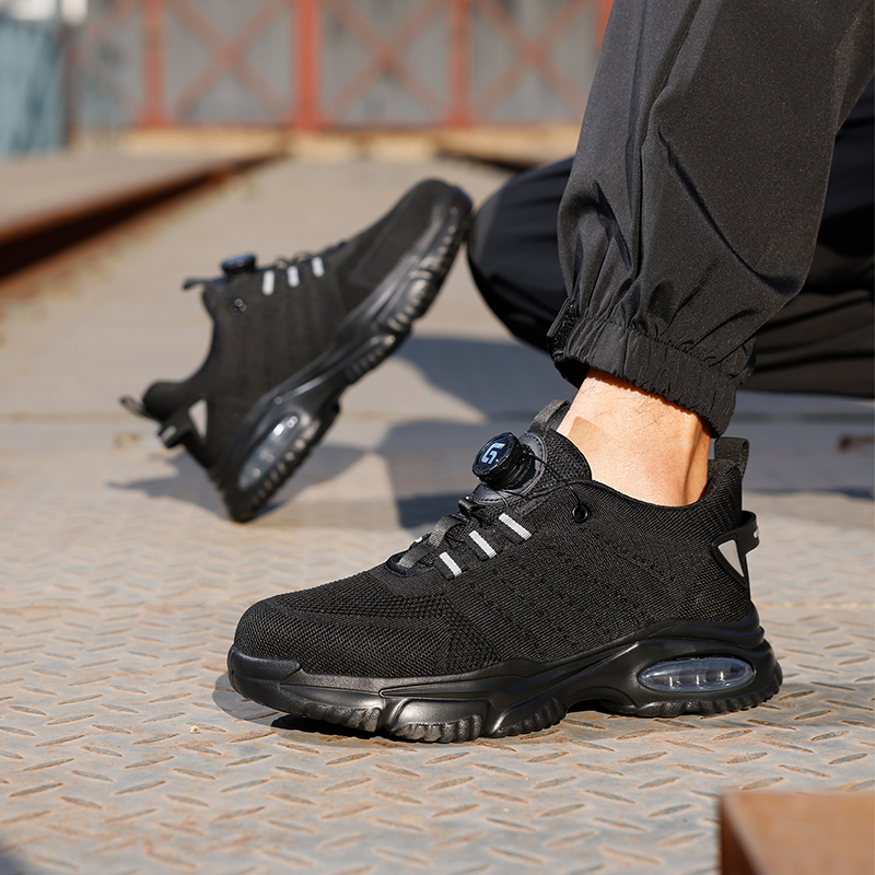 GUYISA   New black sports series rubber - plastic sole anti - smashing anti - piercing safety shoes