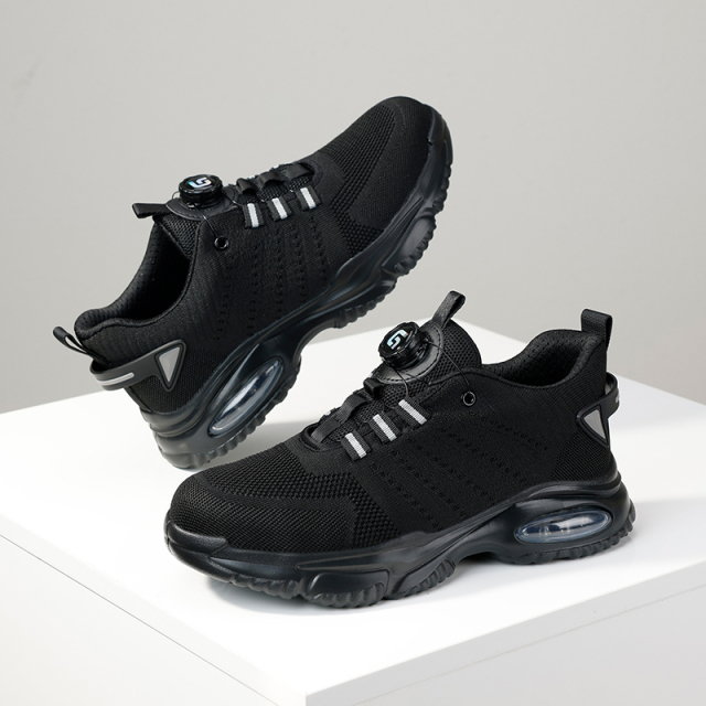 GUYISA   New black sports series rubber - plastic sole anti - smashing anti - piercing safety shoes
