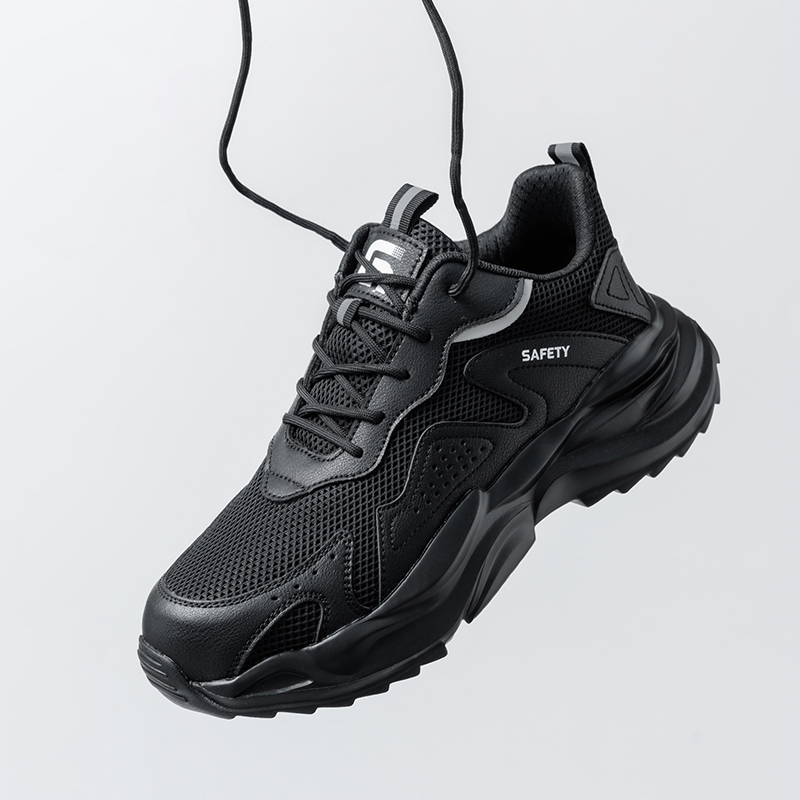GUYISA   Sports series new black anti - smashing anti - piercing rubber - plastic sole safety shoes