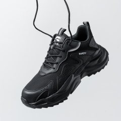 GUYISA   Sports series new black anti - smashing anti - piercing rubber - plastic sole safety shoes