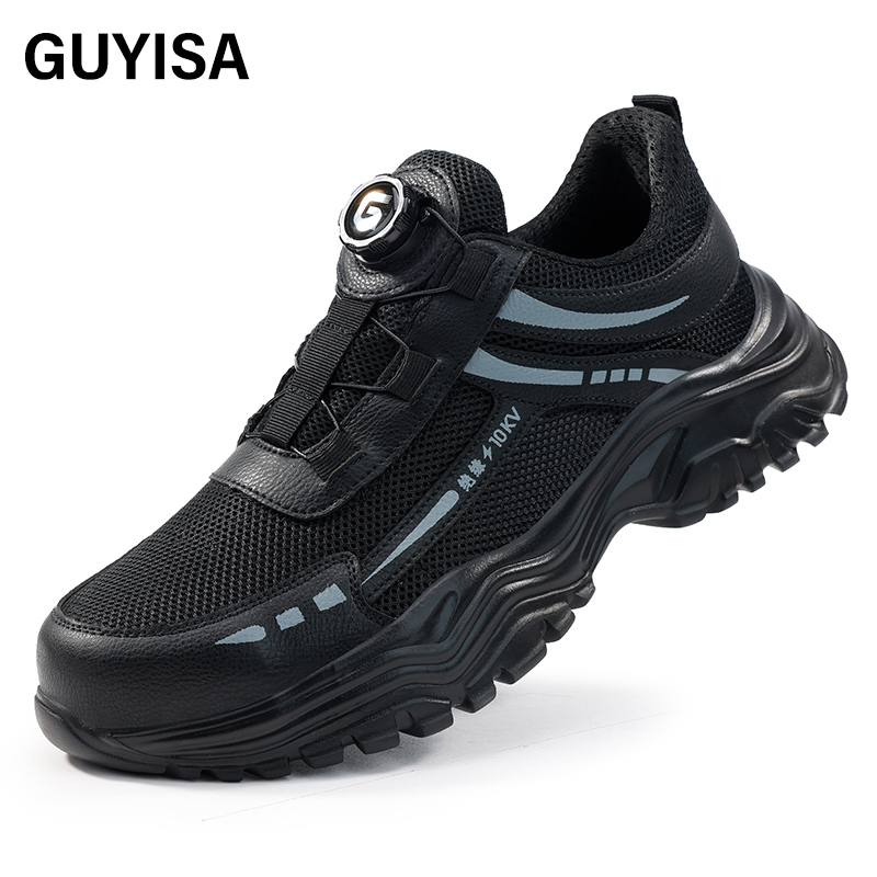 GUYISA  New black sports series 10KV insulated anti - smashing anti - piercing safety shoes
