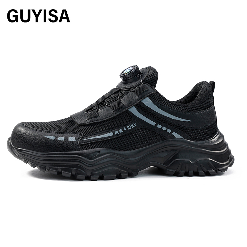GUYISA  New black sports series 10KV insulated anti - smashing anti - piercing safety shoes
