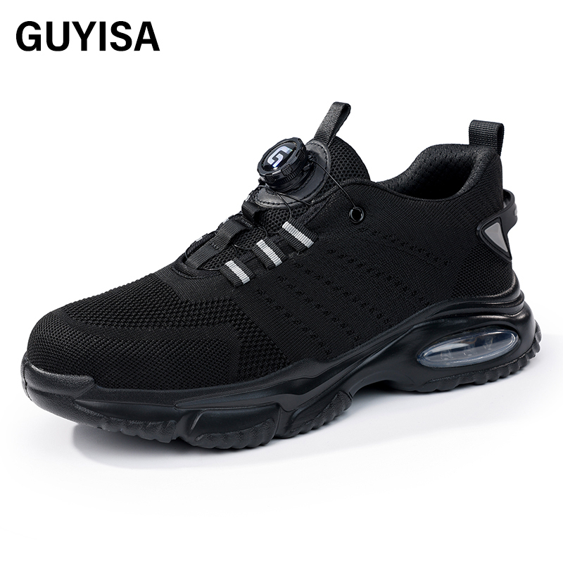 GUYISA   New black sports series rubber - plastic sole anti - smashing anti - piercing safety shoes