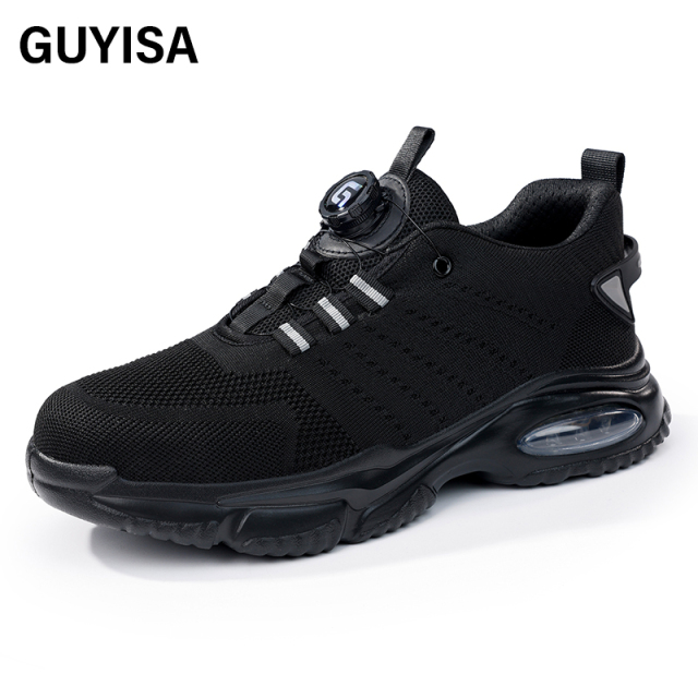 GUYISA   New black sports series rubber - plastic sole anti - smashing anti - piercing safety shoes