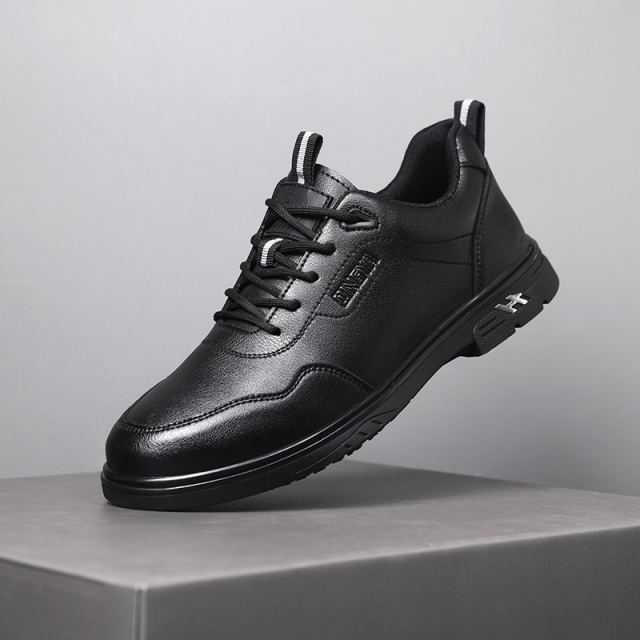 GUYISA  New black casual series super fiber rubber sole anti - slip SRC all - season chef shoes