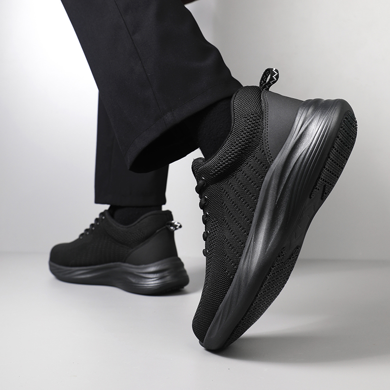 GUYISA  Black casual series new super fiber rubber sole anti - slip SRC all - season chef shoes