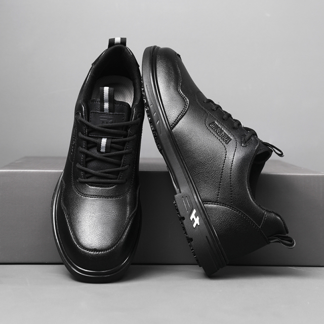 GUYISA  New black casual series super fiber rubber sole anti - slip SRC all - season chef shoes