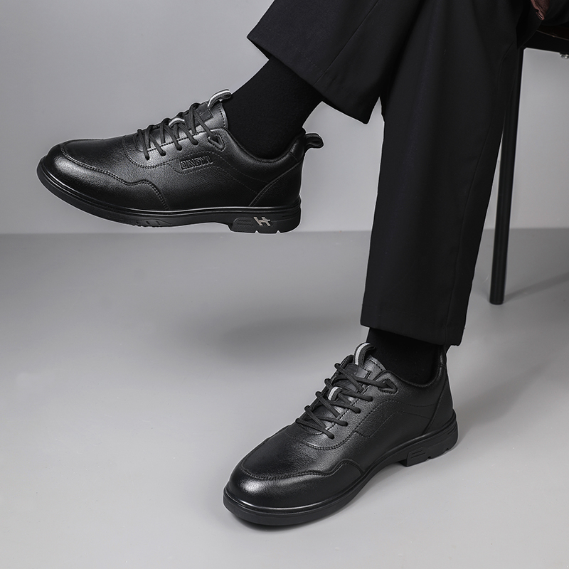 GUYISA  New black casual series super fiber rubber sole anti - slip SRC all - season chef shoes