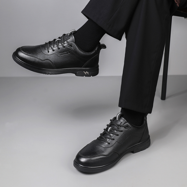 GUYISA  New black casual series super fiber rubber sole anti - slip SRC all - season chef shoes