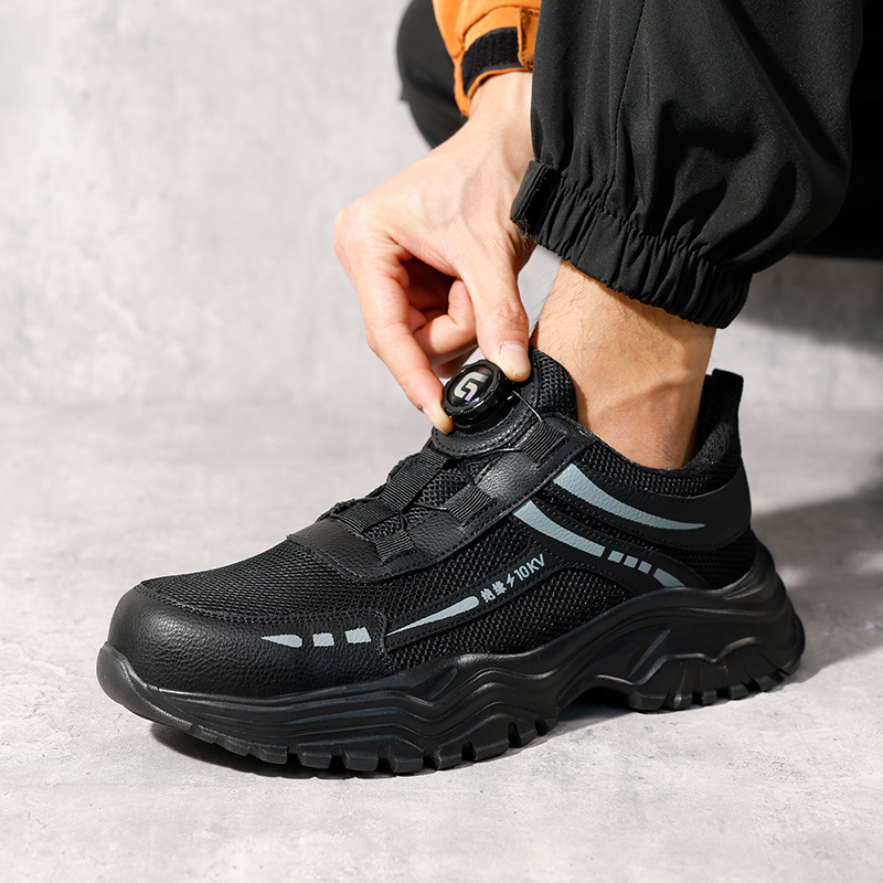 GUYISA  New black sports series 10KV insulated anti - smashing anti - piercing safety shoes
