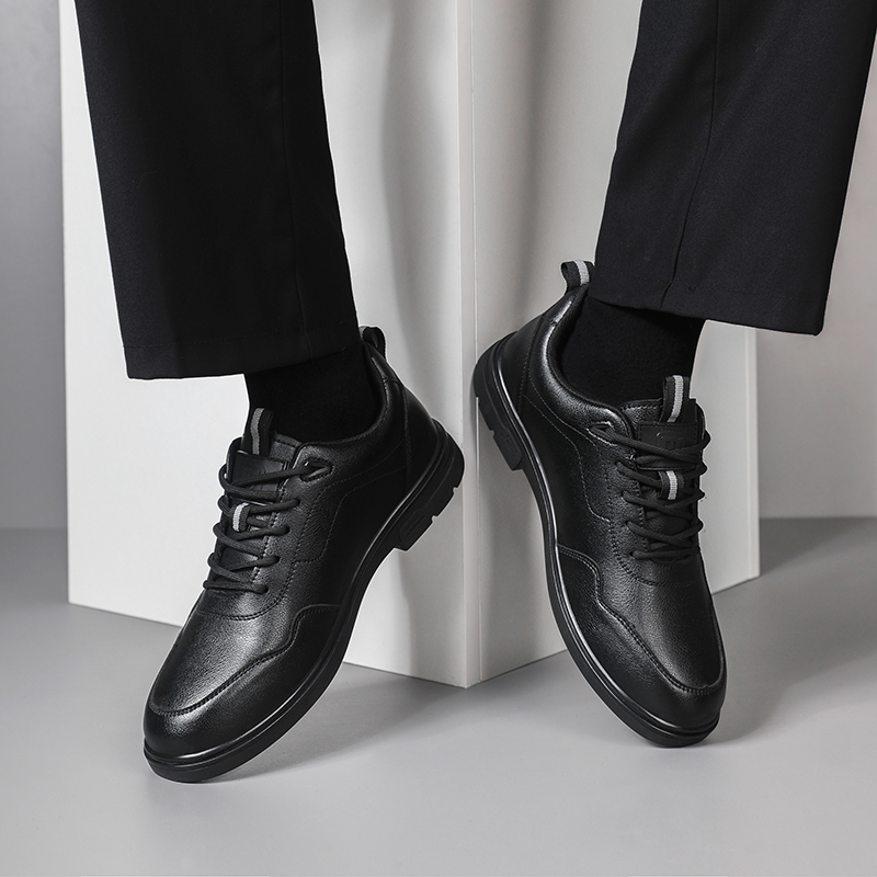 GUYISA  New black casual series super fiber rubber sole anti - slip SRC all - season chef shoes