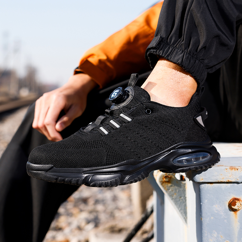 GUYISA   New black sports series rubber - plastic sole anti - smashing anti - piercing safety shoes