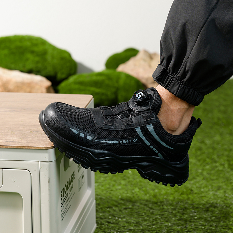 GUYISA  New black sports series 10KV insulated anti - smashing anti - piercing safety shoes