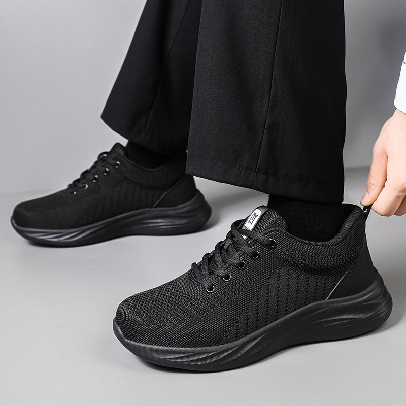 GUYISA  Black casual series new super fiber rubber sole anti - slip SRC all - season chef shoes