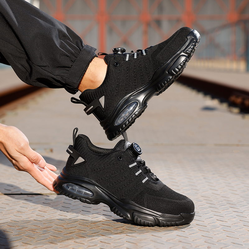 GUYISA   New black sports series rubber - plastic sole anti - smashing anti - piercing safety shoes
