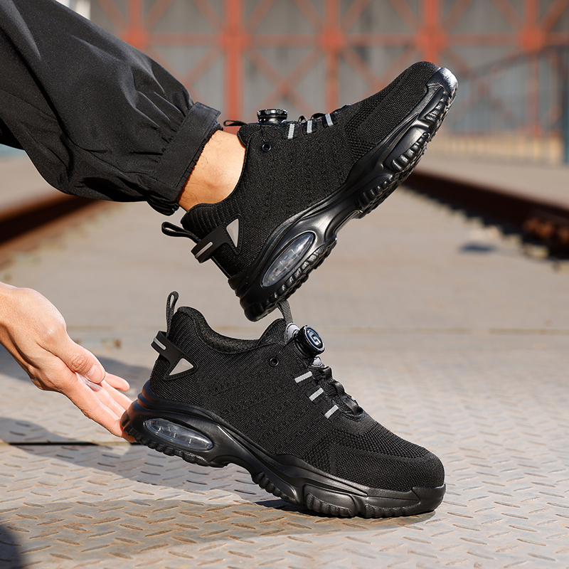 GUYISA   New black sports series rubber - plastic sole anti - smashing anti - piercing safety shoes