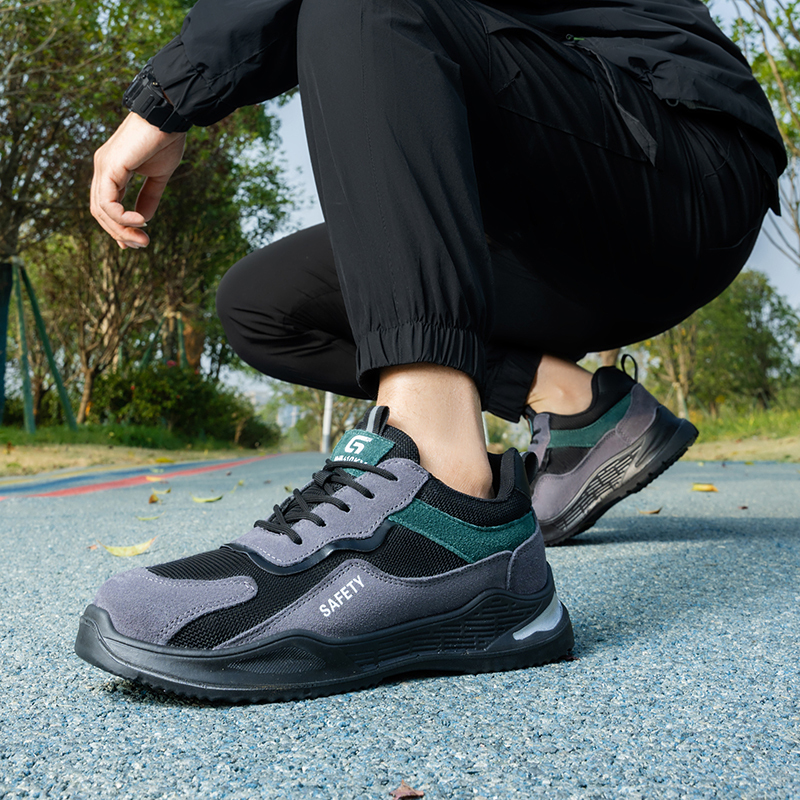 GUYISA  Grey all - season low - top sports series microfiber steel wire cloth suede standard plastic toe cap 10KV insulated anti - impact anti - puncture safety shoes