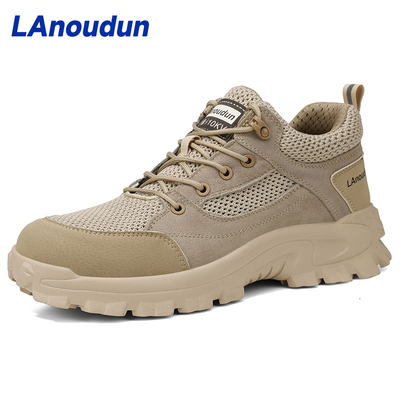 LAnoudun  New beige workwear series European standard fiberglass toe cap anti - impact anti - puncture 10KV insulated safety shoes