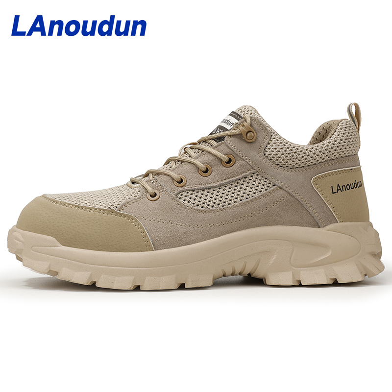 LAnoudun  New beige workwear series European standard fiberglass toe cap anti - impact anti - puncture 10KV insulated safety shoes