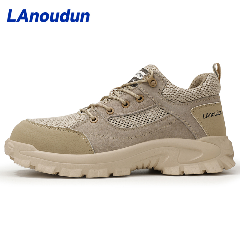 LAnoudun  New beige workwear series European standard fiberglass toe cap anti - impact anti - puncture 10KV insulated safety shoes