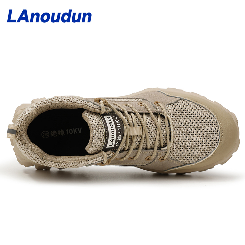 LAnoudun  New beige workwear series European standard fiberglass toe cap anti - impact anti - puncture 10KV insulated safety shoes