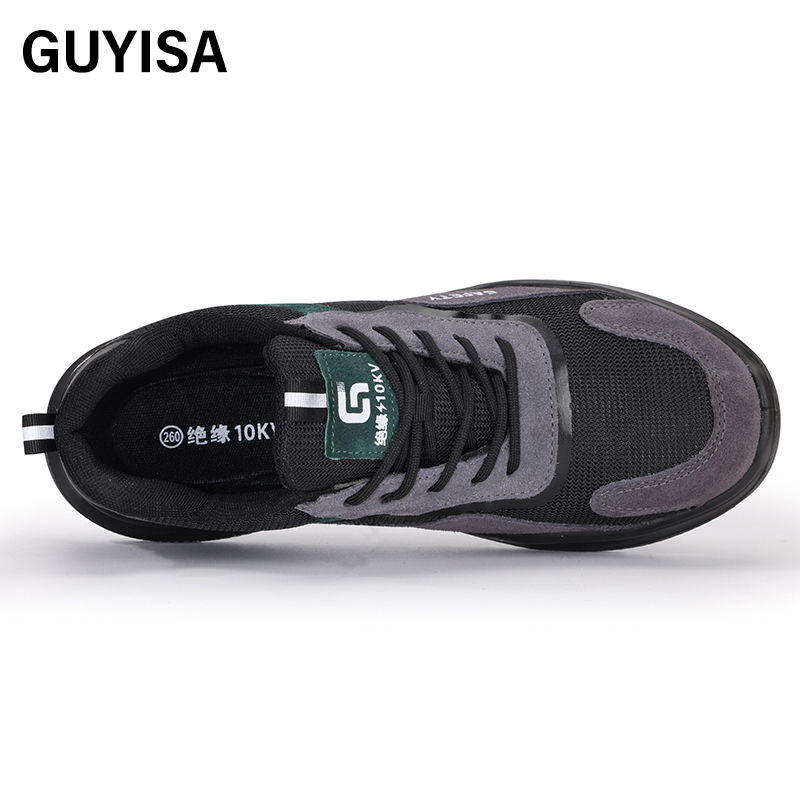 GUYISA  Grey all - season low - top sports series microfiber steel wire cloth suede standard plastic toe cap 10KV insulated anti - impact anti - puncture safety shoes