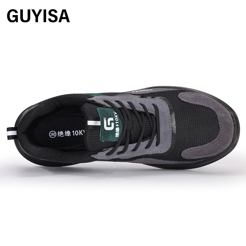 GUYISA  Grey all - season low - top sports series microfiber steel wire cloth suede standard plastic toe cap 10KV insulated anti - impact anti - puncture safety shoes