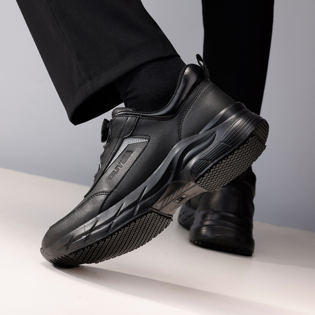 GUYISA  Black all - season sports series microfiber popcorn high - elastic insole anti - slip SRC chef shoes